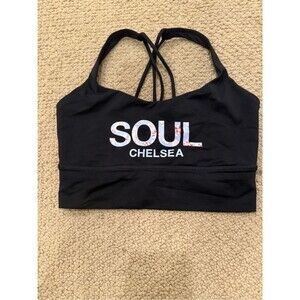 Lululemon SoulCycle Chelsea Energy Longline Bra Black Floral Logo Size 6